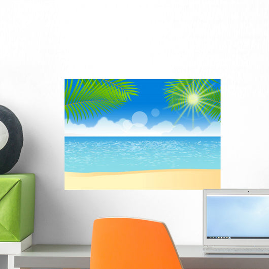 Tropical Beach Illustration Wall Decal