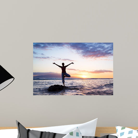 Silhouette Beautiful Yoga Woman Wall Decal