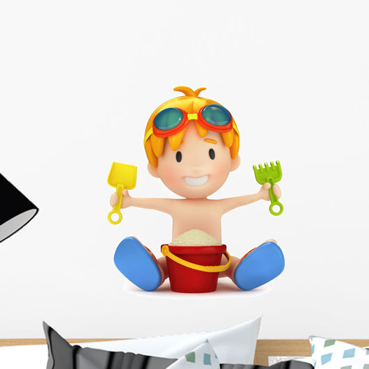 3D Render Kid Playing Wall Decal