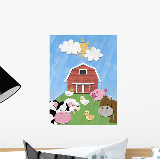 Farm Animals and Barn Cut-Out Illustration - Vertical Wall Decal