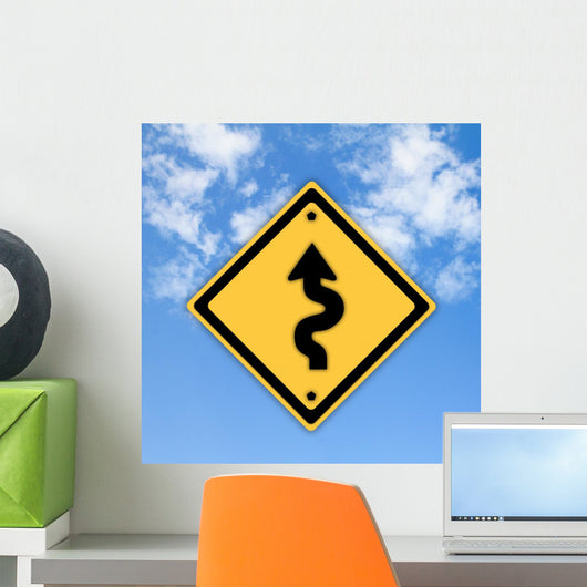 Curves Ahead Warning Sign Wall Decal