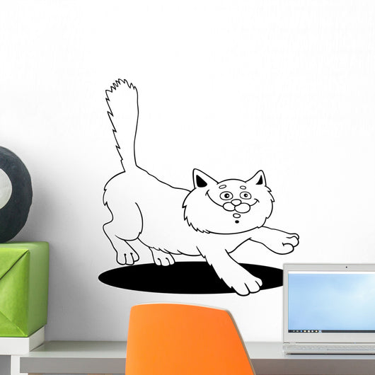 Running Fluffy Cat Fot Wall Decal