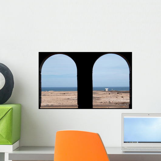 Portcullis Windows Looking Over Beach Wall Decal