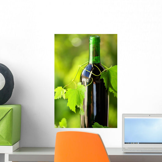 Bottle Wine between Grapevine Wall Decal
