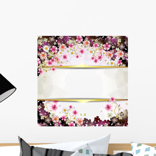 Flowers Banner with Center Open Wall Decal