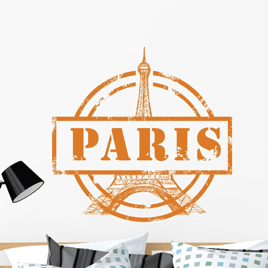 Stamp with Eiffel Tower Wall Decal