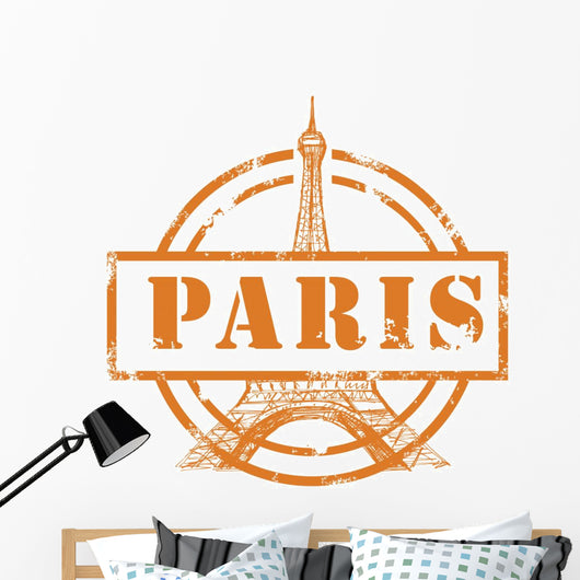 Stamp with Eiffel Tower Wall Decal