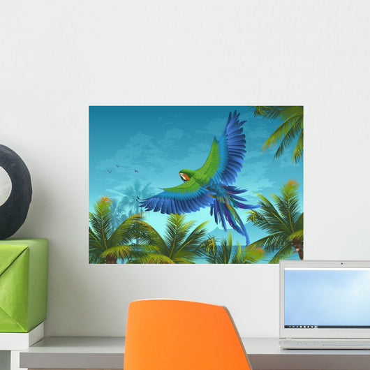 Amazon Tropical with Parrots Wall Decal