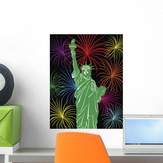 Statue Liberty with Fireworks Wall Decal