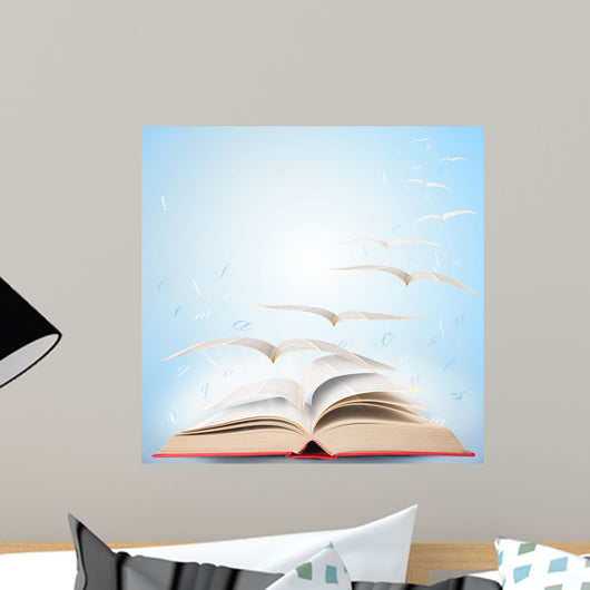 Magic Book Pages Flying Away Wall Decal