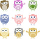 Nine Pastel Owls Wall Decal
