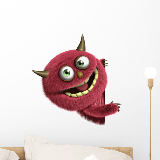 Red Furry Alien Wall Decal