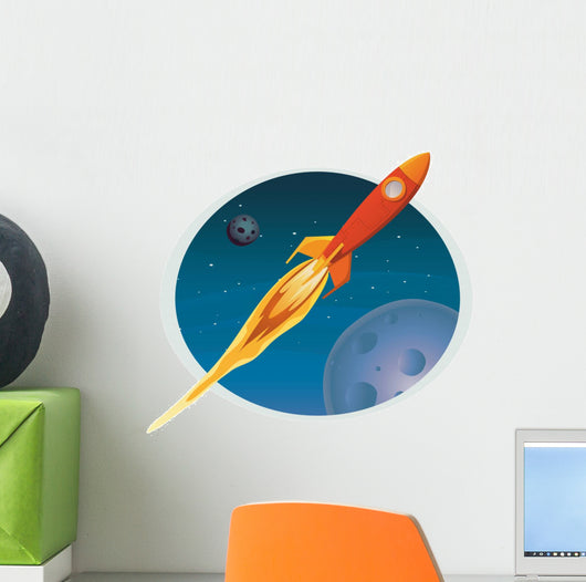 Spaceship Flying through Space Wall Decal