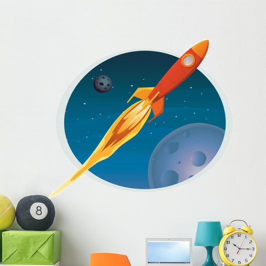 Spaceship Flying through Space Wall Decal