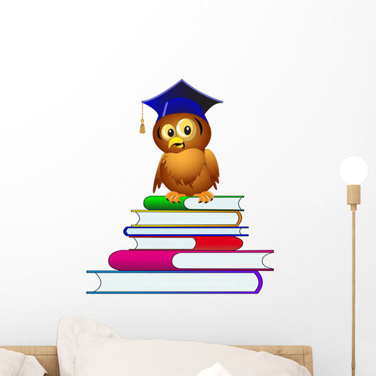 Owl Hat Sits Pile Wall Decal