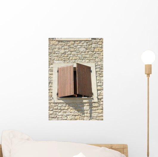 Window with Wooden Shutters Wall Decal