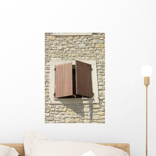 Window with Wooden Shutters Wall Decal