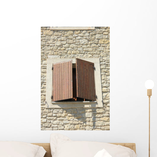 Window with Wooden Shutters Wall Decal