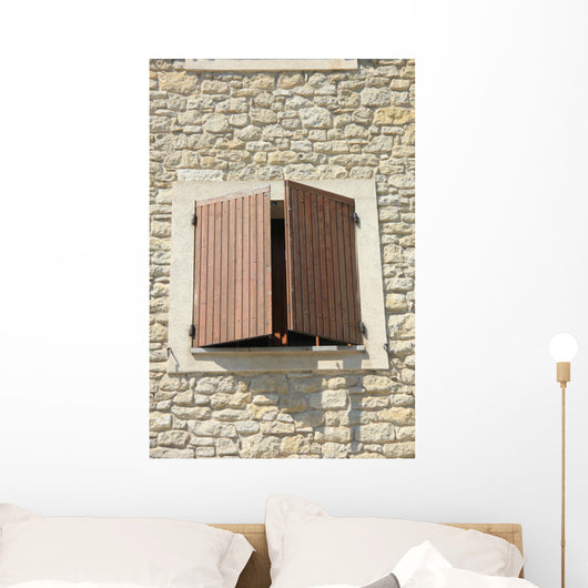 Window with Wooden Shutters Wall Decal
