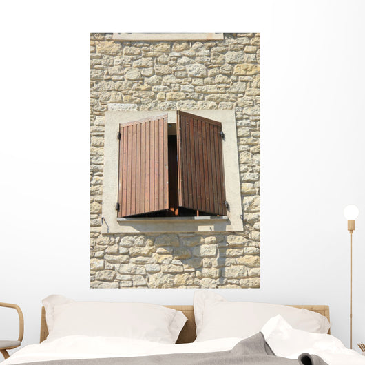 Window with Wooden Shutters Wall Decal