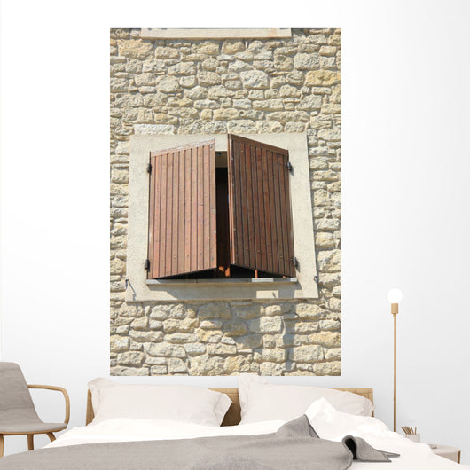 Window with Wooden Shutters Wall Decal