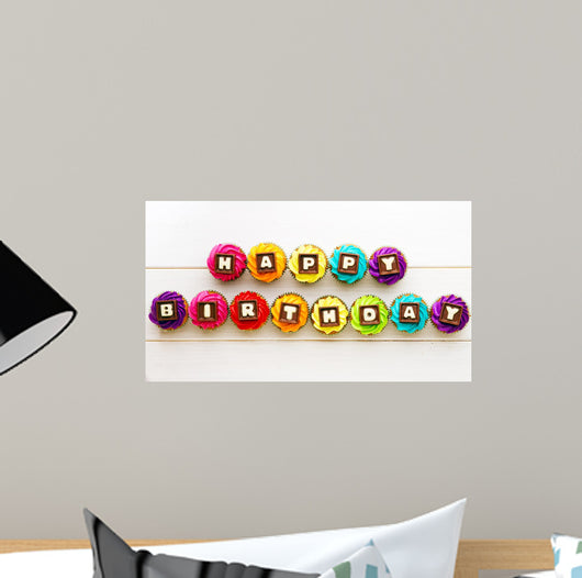 Happy Birthday Cupcakes Wall Decal