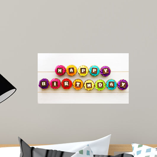 Happy Birthday Cupcakes Wall Decal