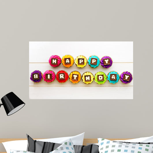 Happy Birthday Cupcakes Wall Decal