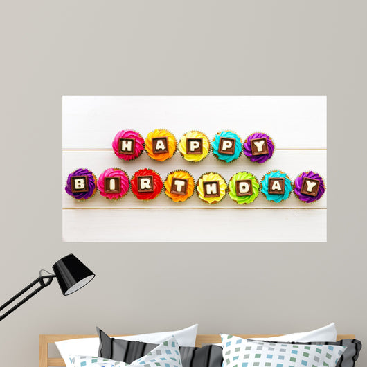 Happy Birthday Cupcakes Wall Decal