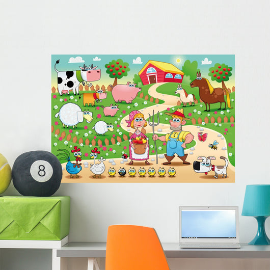 Farm Family Funny Cartoon Wall Decal