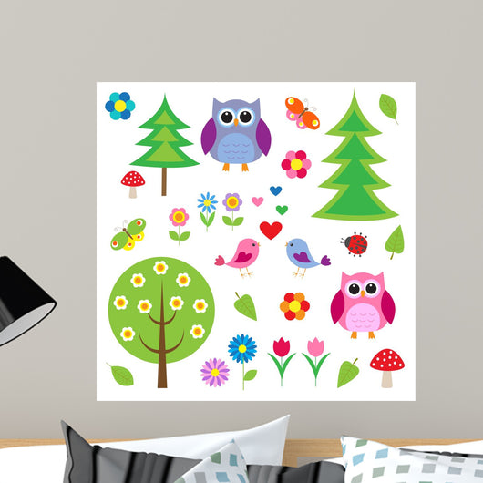Birds Tress and Owls Wall Decal