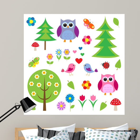 Birds Tress and Owls Wall Decal