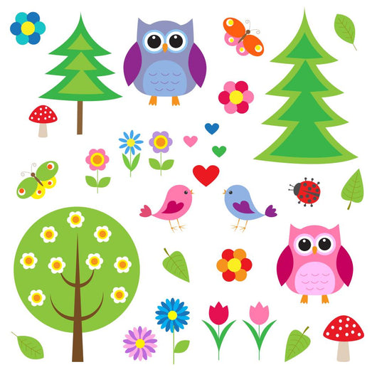 Birds Tress and Owls Wall Decal