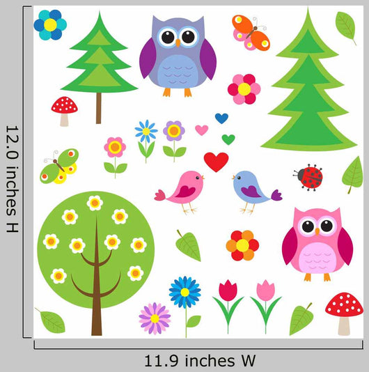 Birds Tress and Owls Wall Decal