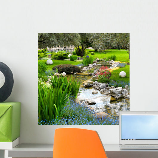 Garden with Pond Asian Wall Decal