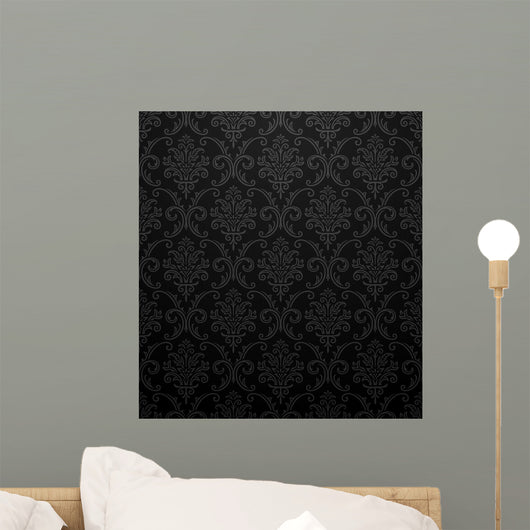 Seamless Black Damask Pattern Wall Decal
