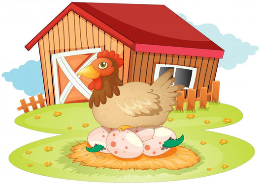 Farm House and Hen Wall Decal