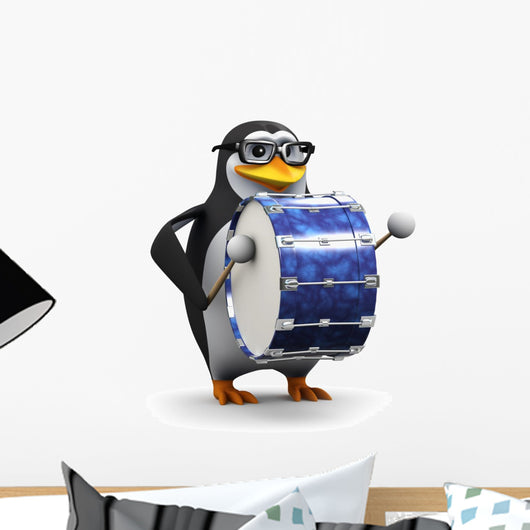 3D Penguin Glasses Plays Wall Decal