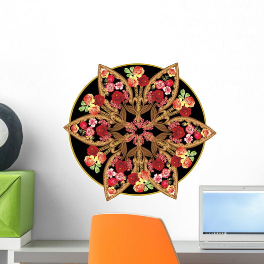 Red and Brown round Wall Decal
