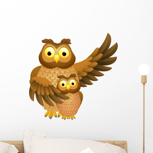 Mother Owl with Baby Wall Decal