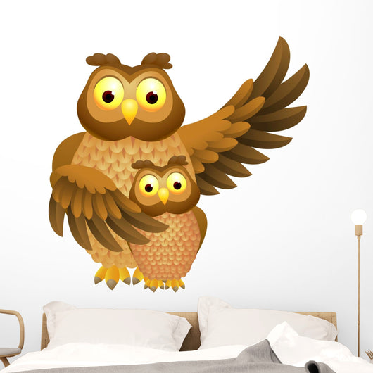 Mother Owl with Baby Wall Decal