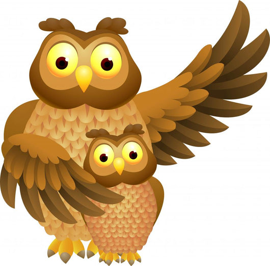 Mother Owl with Baby Wall Decal