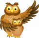 Mother Owl with Baby Wall Decal