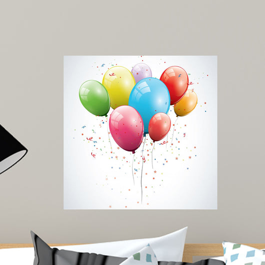 Glossy Birthday Balloons Wall Decal