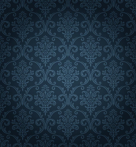 Seamless Deep-Blue Damask Pattern Wall Decal
