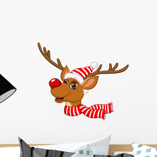 Cute Christmas Reindeer Rudolf Wall Decal