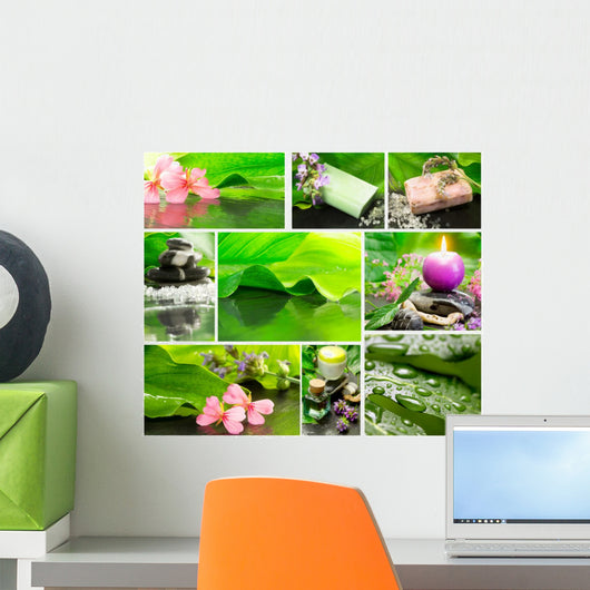 Green Spa Collage Wall Decal