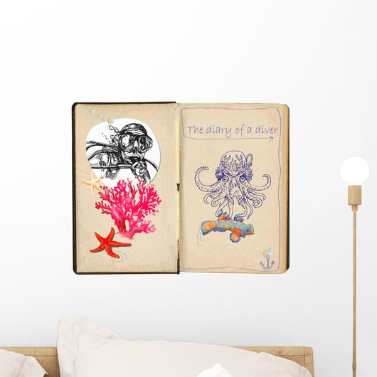 Diary of a Diver Illustrated Wall Decal