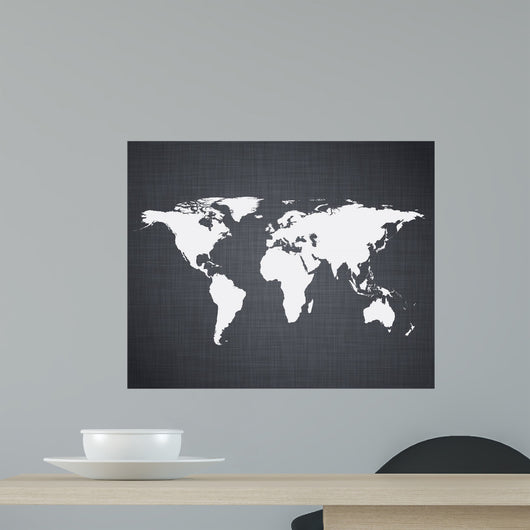 White World Map Wall Decal