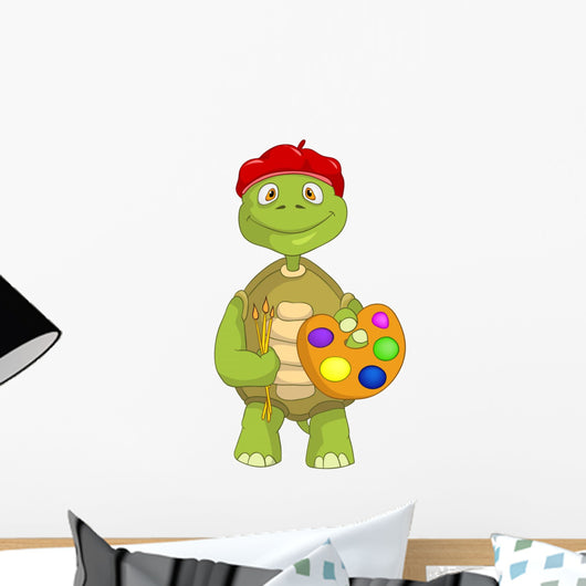 Funny Turtle Artist Wall Decal